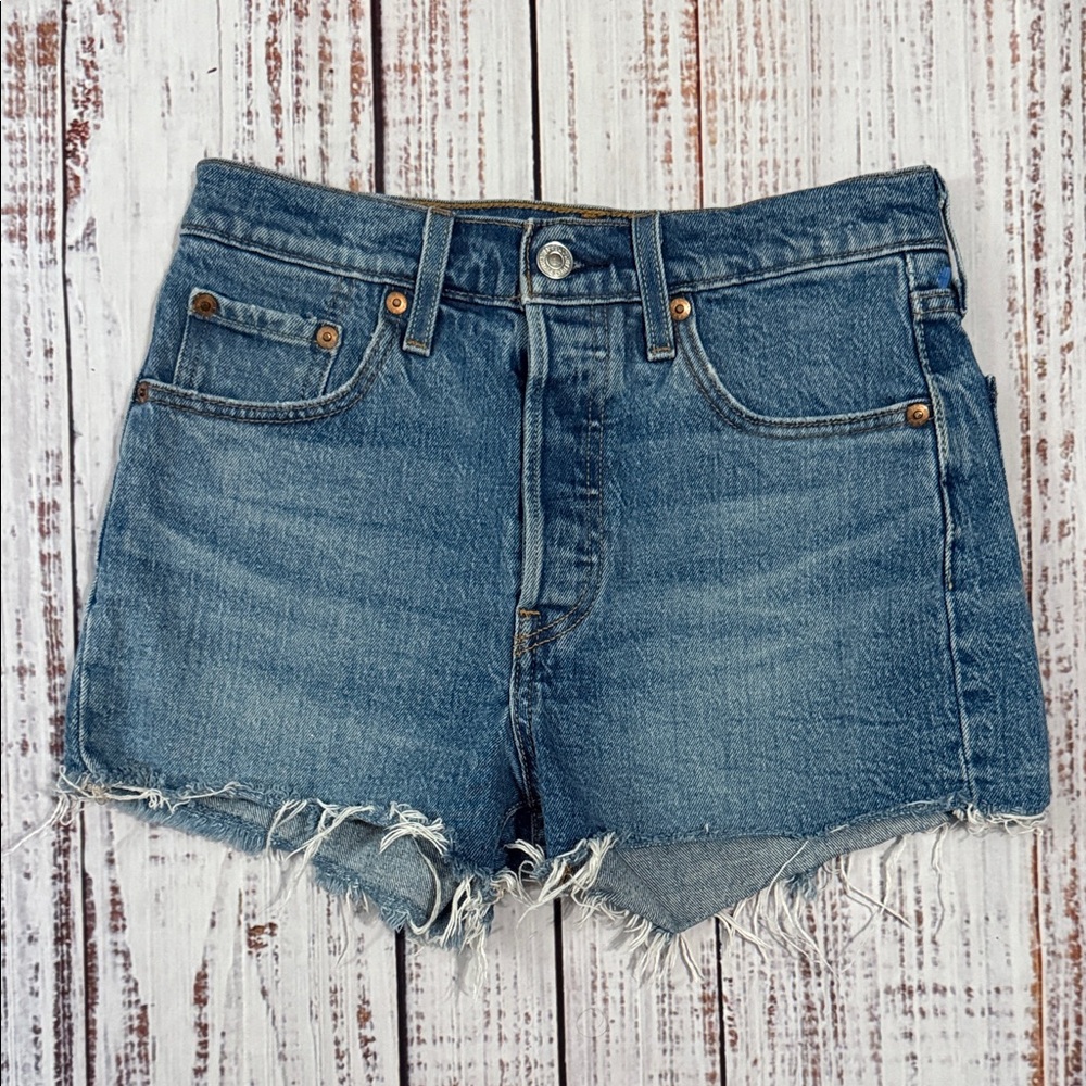 Levi's Cutt Off Button Fly Blue Denim‎ Shorts 25